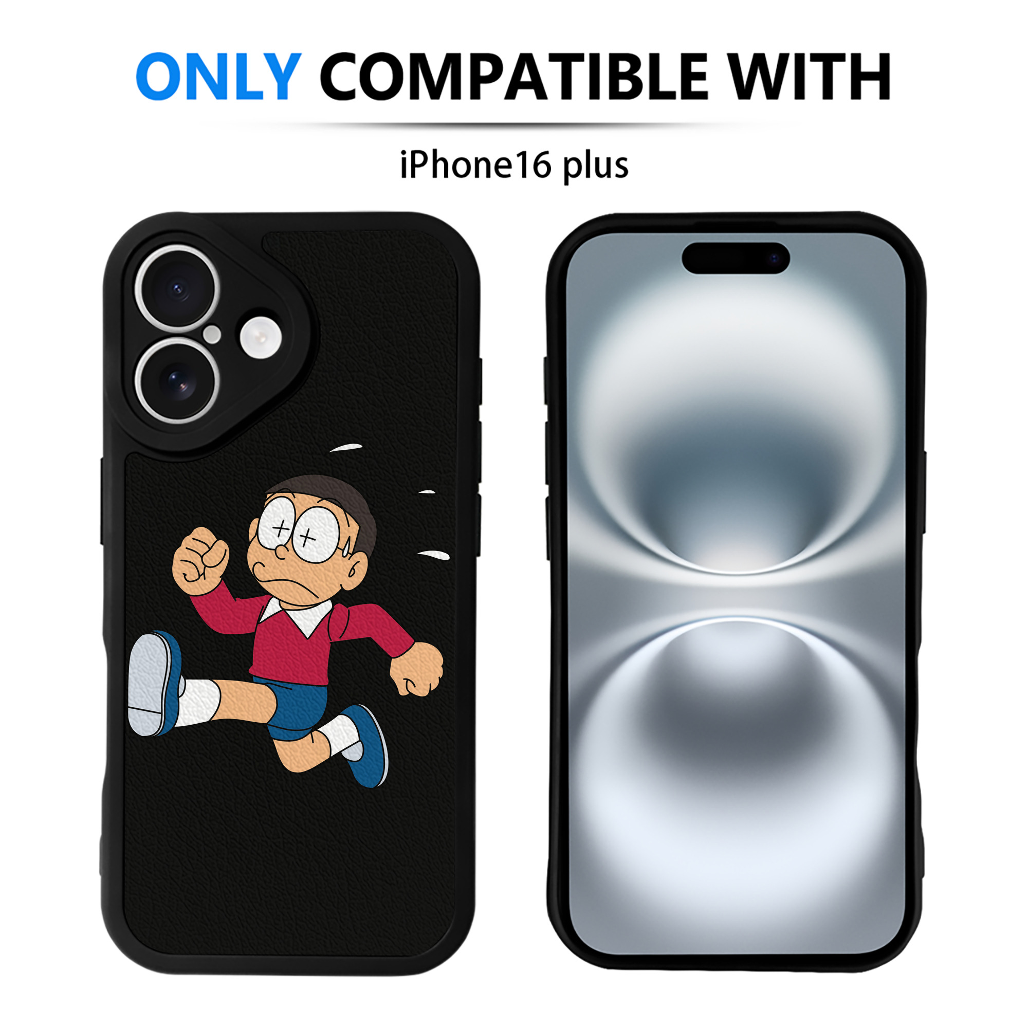 （画像用） ドラえもん 野比 のび太 Doraemon Nobita Nobi 【iPhone 16シリーズ対応】シリコンスマホケース（レザー調） 材質：シリコン